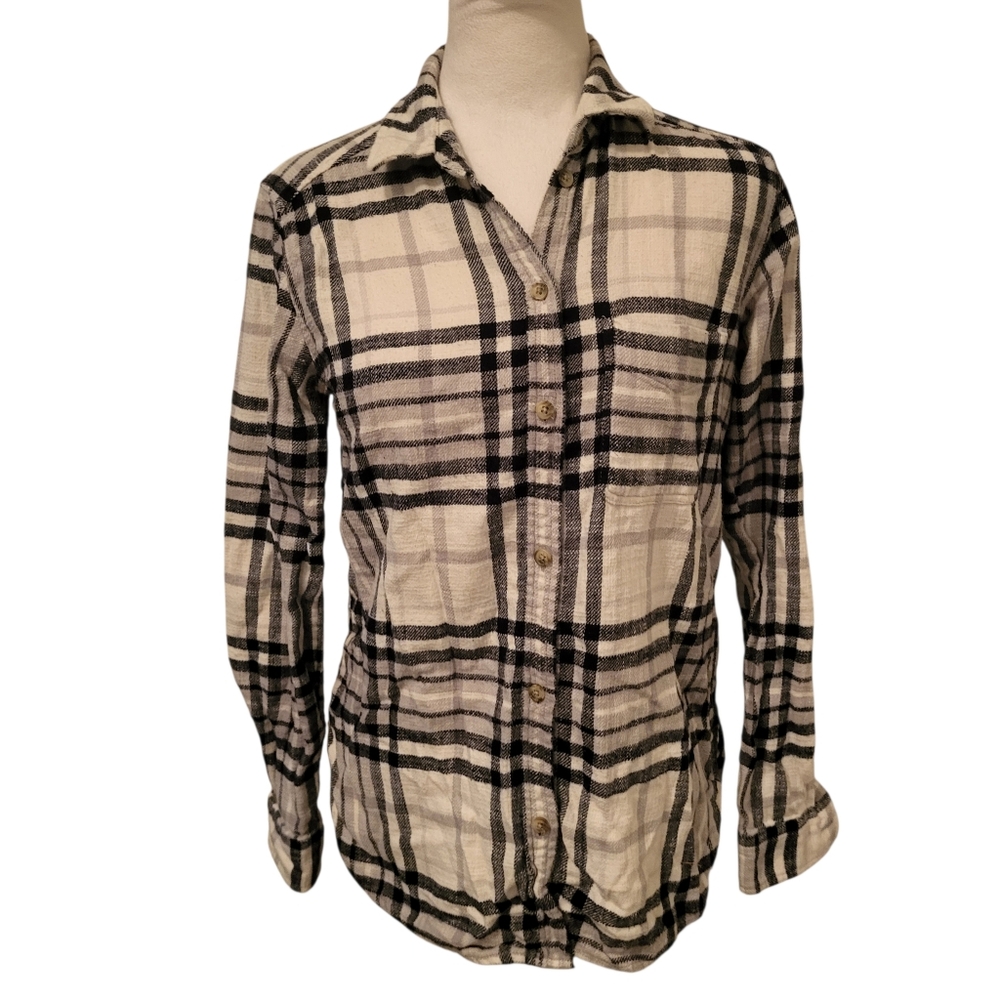 American Eagle Flannel Shirt Black/White sz S